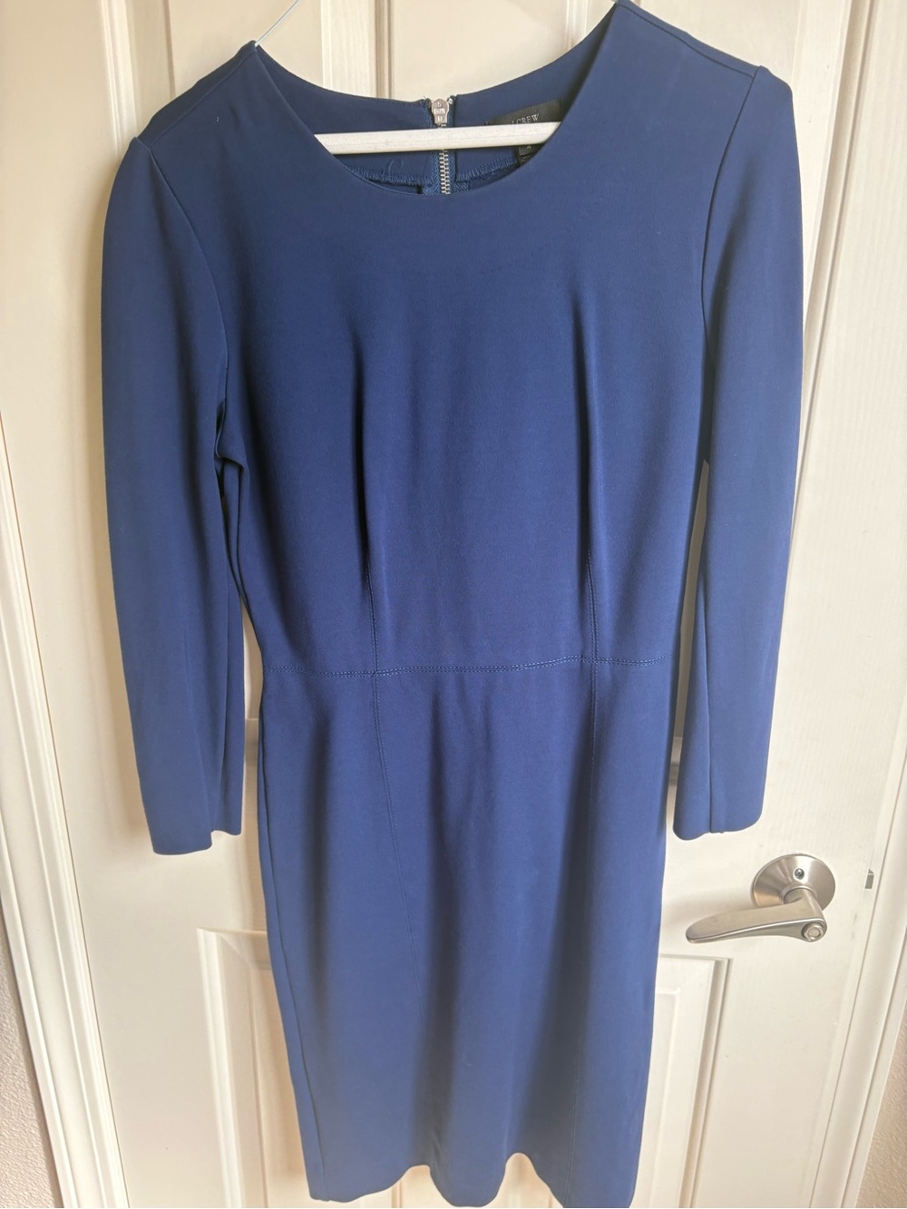 J Crew Classic Navy Long-Sleeve Sheath Dress